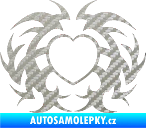 Samolepka Tetování 121 srdce 3D karbon stříbrný