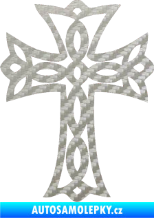 Samolepka Tetování 191 kříž 3D karbon stříbrný