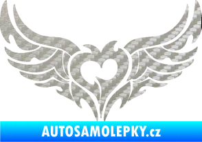 Samolepka Tetování 211 levá srdce na zadní okno 3D karbon stříbrný