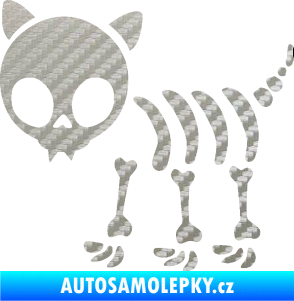 Samolepka The Bone Family Kočička 3D karbon stříbrný