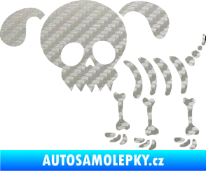 Samolepka The Bone Family Pejsek 3D karbon stříbrný