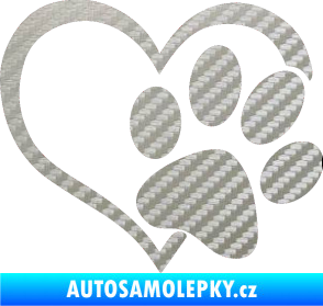 Samolepka Tlapka love pravá 3D karbon stříbrný