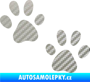 Samolepka Tlapky 011 3D karbon stříbrný