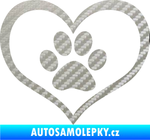 Samolepka Tlapky love 002 3D karbon stříbrný