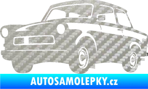 Samolepka Trabant karikatura levá 3D karbon stříbrný
