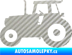 Samolepka Traktor 001 levá 3D karbon stříbrný