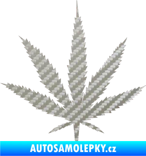 Samolepka Travka 001 lístek marihuany 3D karbon stříbrný