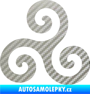 Samolepka Triskelion keltský znak 3D karbon stříbrný