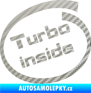 Samolepka Turbo inside 3D karbon stříbrný
