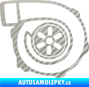 Samolepka Turbo silueta 001  pravá 3D karbon stříbrný