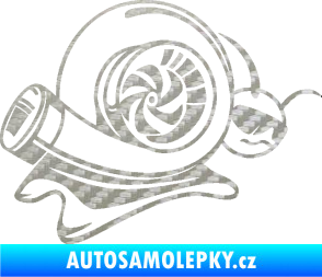Samolepka Turbo šnek 004 pravá 3D karbon stříbrný