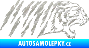 Samolepka Tygr 004 pravá 3D karbon stříbrný