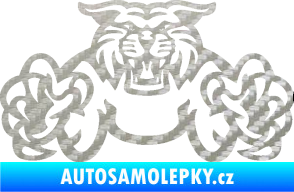 Samolepka Tygr 006 3D karbon stříbrný