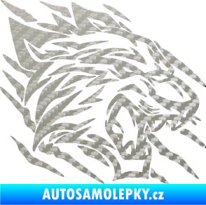 Samolepka Tygr 012 pravá drápance 3D karbon stříbrný