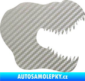 Samolepka Tyrannosaurus Rex lebka 001 pravá 3D karbon stříbrný