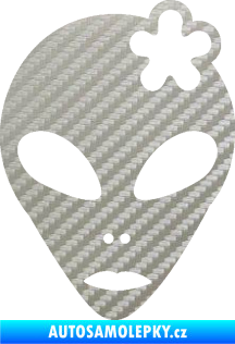 Samolepka UFO 009 slečna s kytičkou pravá 3D karbon stříbrný