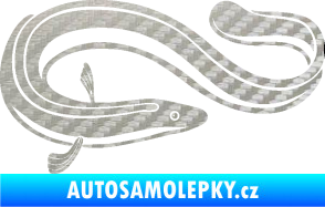 Samolepka Úhoř 001 pravá 3D karbon stříbrný