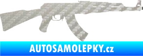 Samolepka Útočná puška AK 47 pravá 3D karbon stříbrný