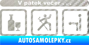 Samolepka V pátek večer  3D karbon stříbrný