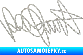 Samolepka Valentino Rossi podpis 3D karbon stříbrný