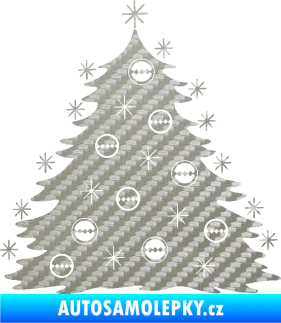 Samolepka Vánoční stromeček 001 3D karbon stříbrný