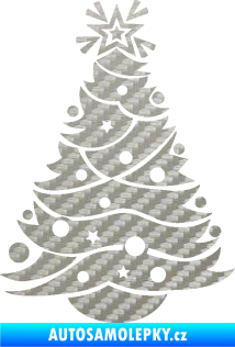Samolepka Vánoční stromeček 002 3D karbon stříbrný