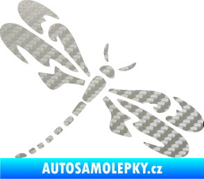 Samolepka Vážka 001 pravá 3D karbon stříbrný