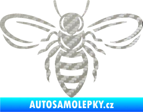 Samolepka Včela 002 3D karbon stříbrný