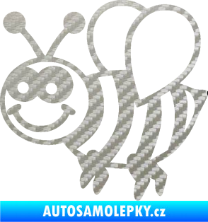 Samolepka Včela 003 levá happy 3D karbon stříbrný