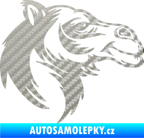 Samolepka Velbloud 004 pravá hlava 3D karbon stříbrný