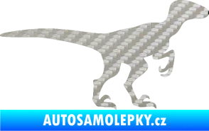 Samolepka Velociraptor 001 pravá 3D karbon stříbrný