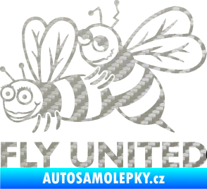 Samolepka Veselé vosy fly united levá 3D karbon stříbrný
