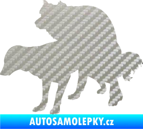 Samolepka Veselí pejsci levá 3D karbon stříbrný