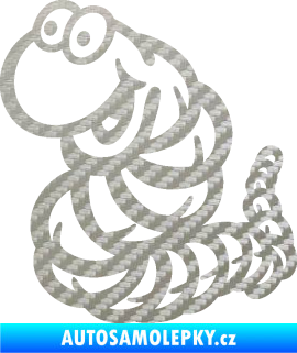 Samolepka Veselý červík levá 3D karbon stříbrný