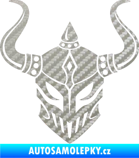 Samolepka Vikingská helma 3D karbon stříbrný