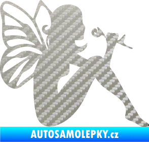 Samolepka Víla 001 pravá 3D karbon stříbrný