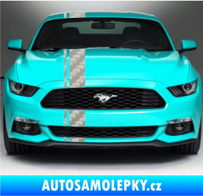 Samolepka Viper pruhy 2 cm + 12 cm 3D karbon stříbrný