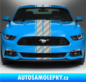 Samolepka Viper pruhy dvojité  1,5 cm + 11 cm + 11 cm + 1,5 cm 3D karbon stříbrný