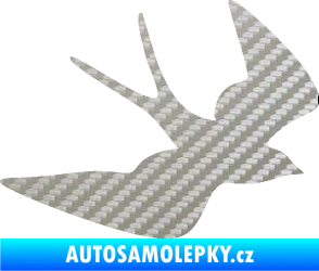 Samolepka Vlaštovka 001 pravá 3D karbon stříbrný