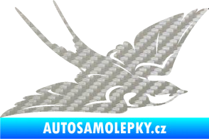 Samolepka Vlaštovka 002 pravá 3D karbon stříbrný
