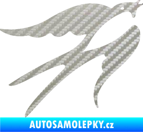 Samolepka Vlaštovka 003 pravá 3D karbon stříbrný