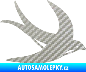 Samolepka Vlaštovka 004 pravá 3D karbon stříbrný