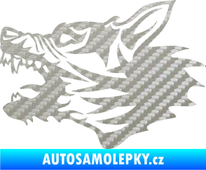 Samolepka Vlk 003 levá 3D karbon stříbrný