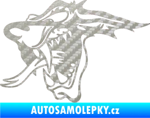 Samolepka Vlk levá 3D karbon stříbrný