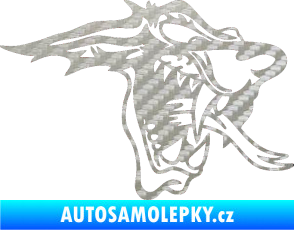 Samolepka Vlk pravá 3D karbon stříbrný
