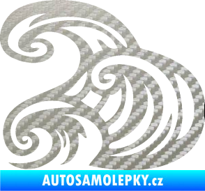 Samolepka Vlny 004 levá moře 3D karbon stříbrný