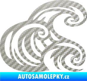 Samolepka Vlny 004 pravá moře 3D karbon stříbrný