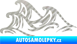 Samolepka Vlny 005 levá moře 3D karbon stříbrný