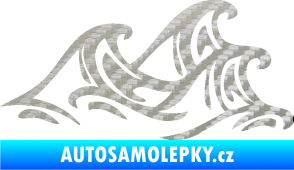 Samolepka Vlny 005 pravá moře 3D karbon stříbrný