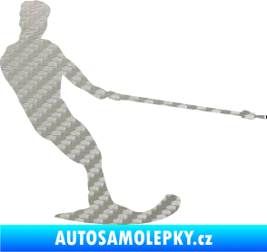 Samolepka Vodní lyže 003 pravá 3D karbon stříbrný